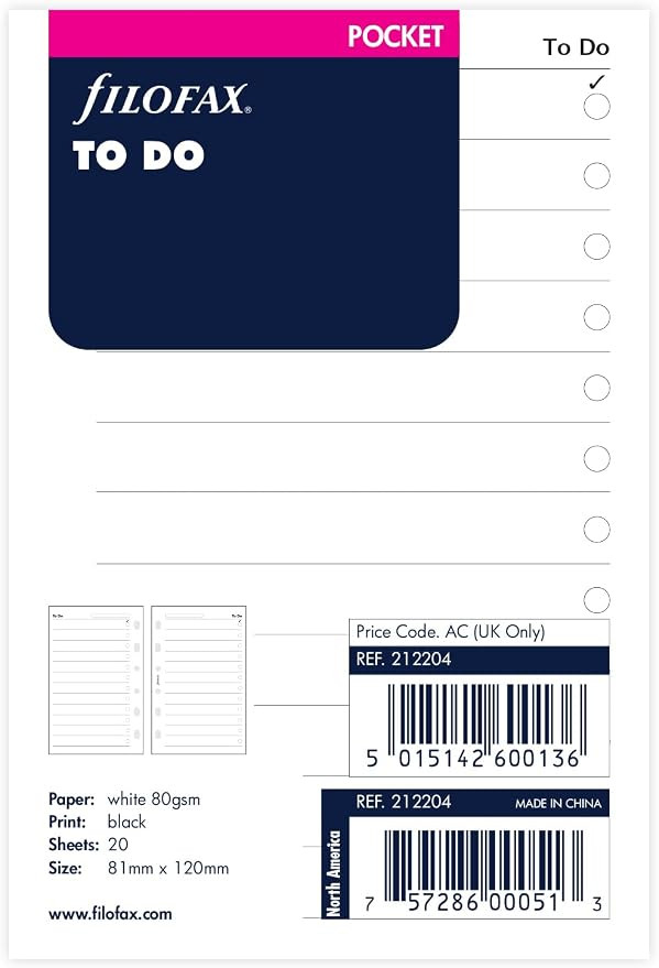 Filofax Pocket To Do List (B212204) | Amazon (US)