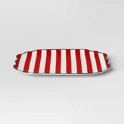 13" Stoneware Striped Serving Platter Red - Threshold™ | Target