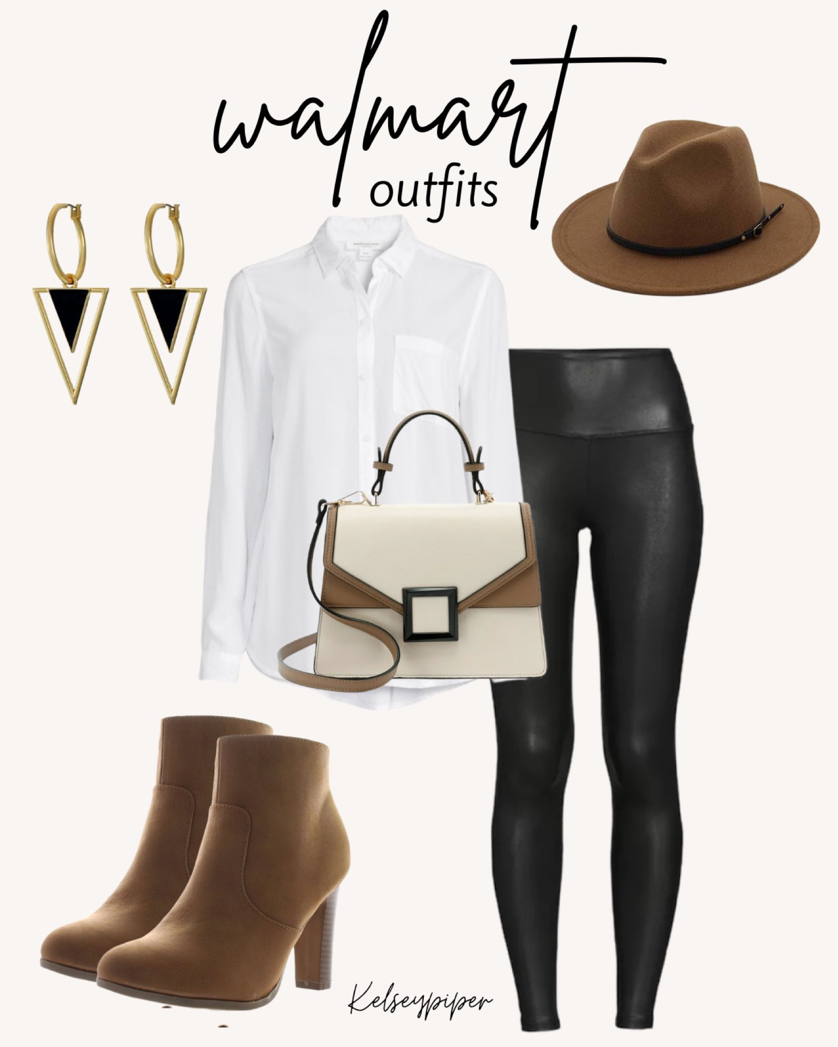 Walmart finds #walmart #fall #falloutfit #fashioninspo #fashion #walmartoutfit #walmartfinds #leatherleggings #fedora #crossbodypurse #neutrals 

#LTKstyletip #LTKfit