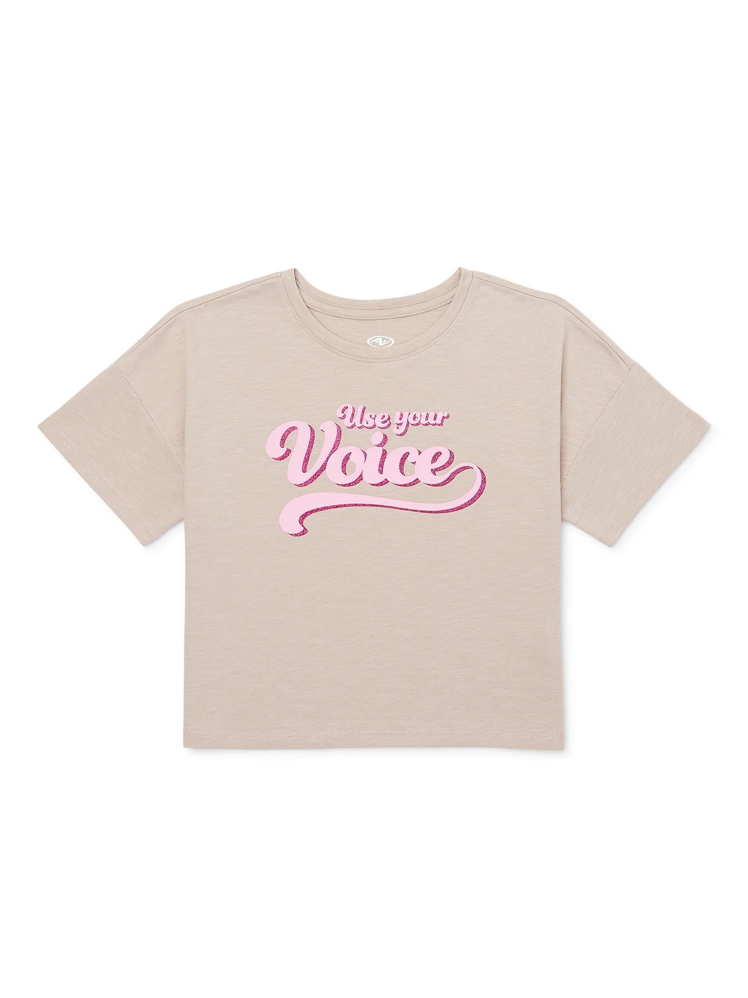 Athletic Works Girls Graphic Cropped Tee with Short Sleeves, Sizes 4-18 & Plus | Walmart (US)