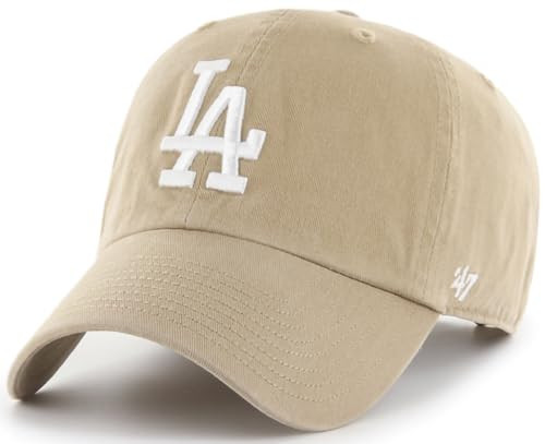 47 Brand MLB Khaki White Primary Logo Clean Up Adjustable Strap Baseball Dad Hat Cap, Adult One S... | Amazon (US)