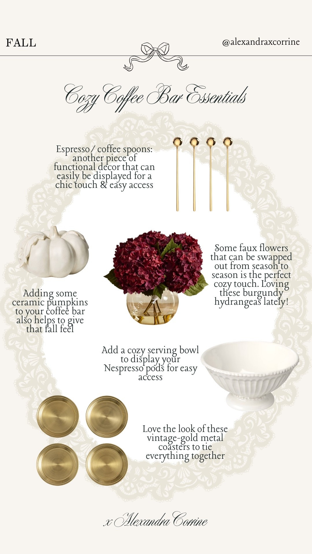 Cozy fall coffee bar essentials ☕️🤎🍂

Coffee bar, at home coffee bar, kitchen essentials, nespresso, coffee bar essentials, fall home decor, kitchen decor, cozy fall aesthetic, Ralph Lauren fall, autumn

#LTKSeasonal #LTKHome