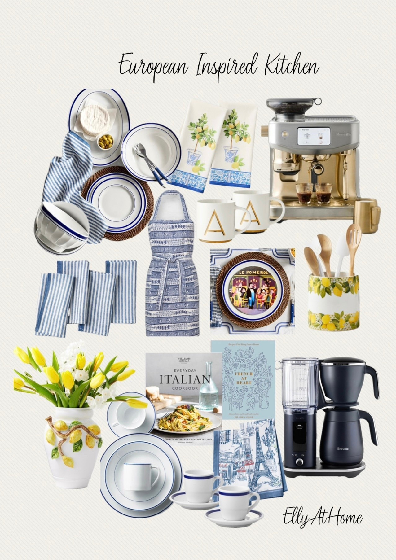 New French/Italian inspired kitchen accessories, decor, linens, candles, coffee maker, exclusive mixed metals espresso machine. William’s Sonoma. 

#LTKHome #LTKdayinmylife