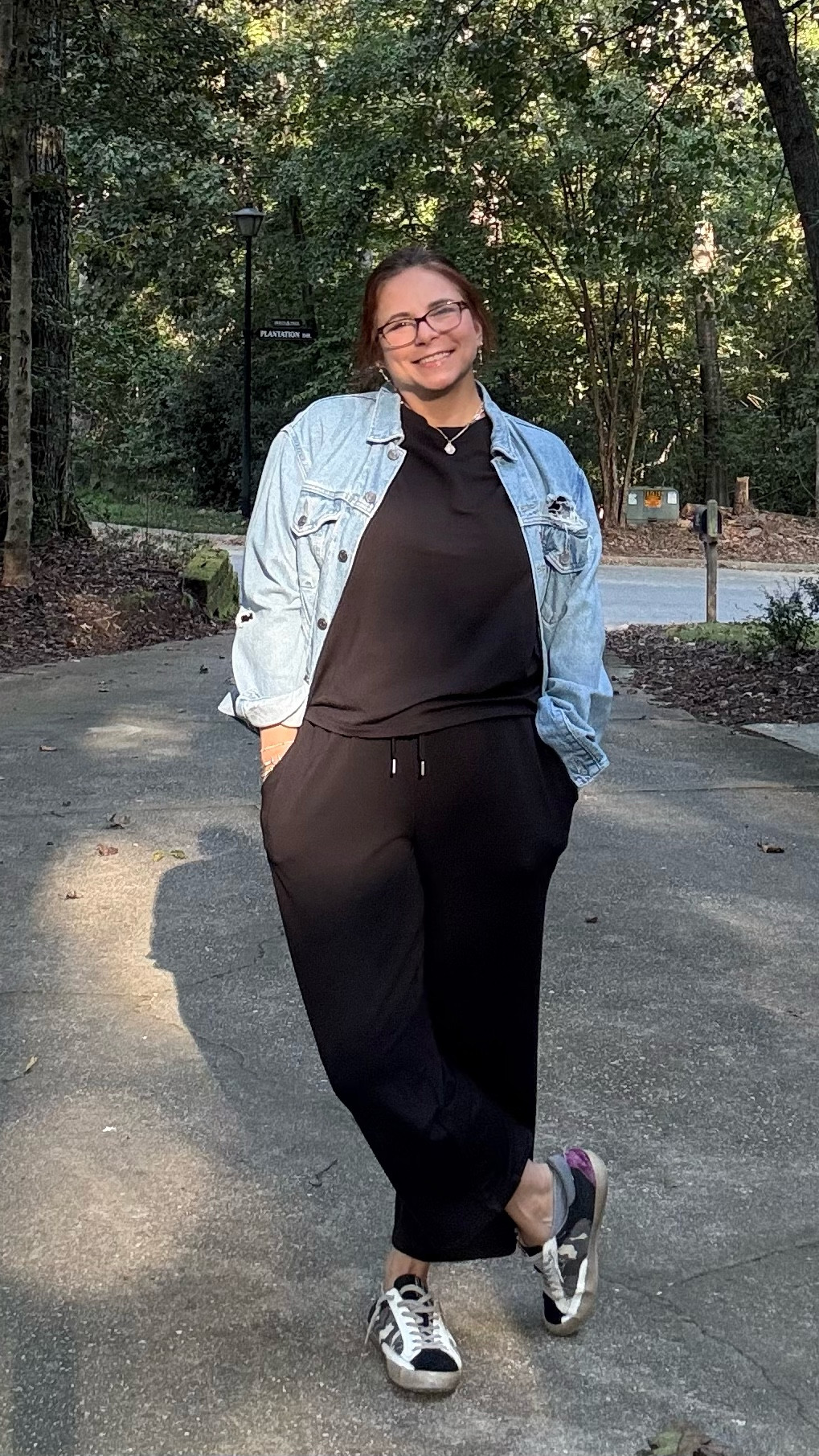 Comfortable, affordable, great transitional piece!  I’m 5’3” size 8-10, wearing a medium in the sweatsuit and large in the denim jacket

#LTKFindsUnder50 #LTKSeasonal #LTKStyleTip