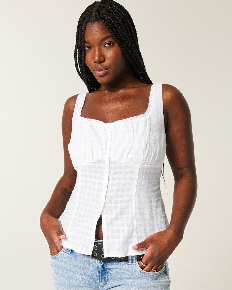 Women's Linen Blend Button-Through Top | Women's Clearance | HollisterCo.com | Hollister (US)