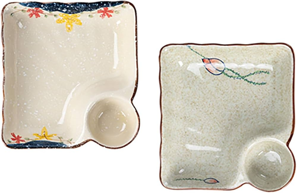 Ceramic Dumpling Plate with Dipping Saucer, Sushi Dish, Serving Plate Chips and Snack Plate, 7.5 ... | Amazon (US)