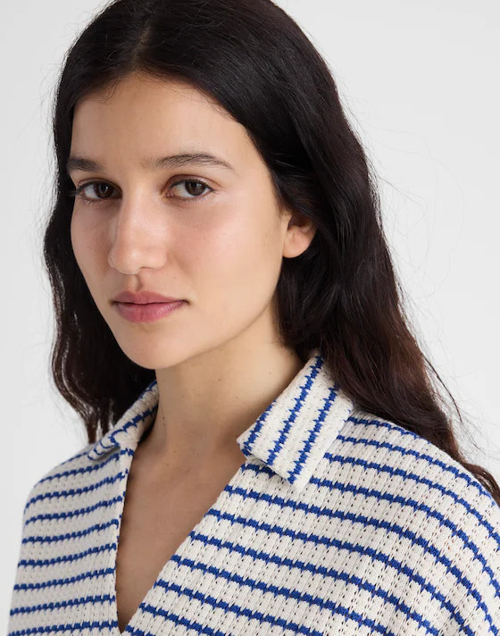 Textured-Knit Johnny-Collar Shirt | Madewell