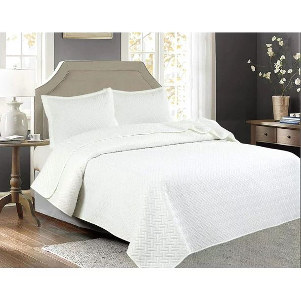 3 PCS&nbsp;Squared Stitched Pinsonic Reversible Lightweight All Season Bedspread Quilt Coverlet O... | Walmart (US)