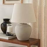 Nourison 20" Light Grey Ceramic Pot Table Lamp for Bedroom, Living Room, Console, Entryway | Amazon (US)