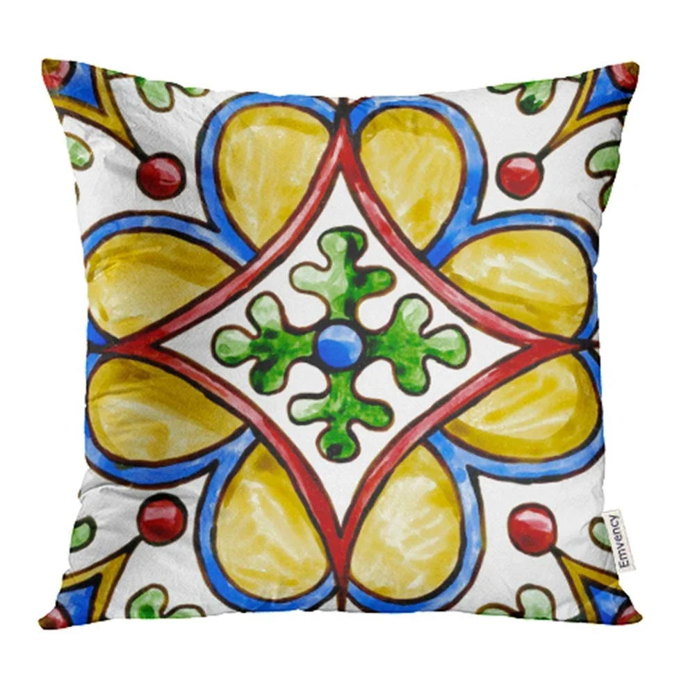 ARHOME Abstract Pattern on The Watercolor Majolica Cobalt Green Ocher Ancient Antique Pillowcase ... | Walmart (US)