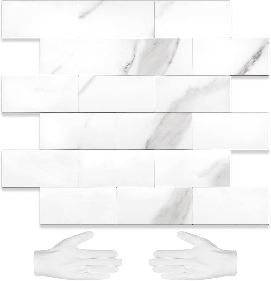 STICKGOO 10-Sheet Subway Tile Peel and Stick Backsplash, Self Adhesive PVC Wall Tile, Calacatta S... | Amazon (US)