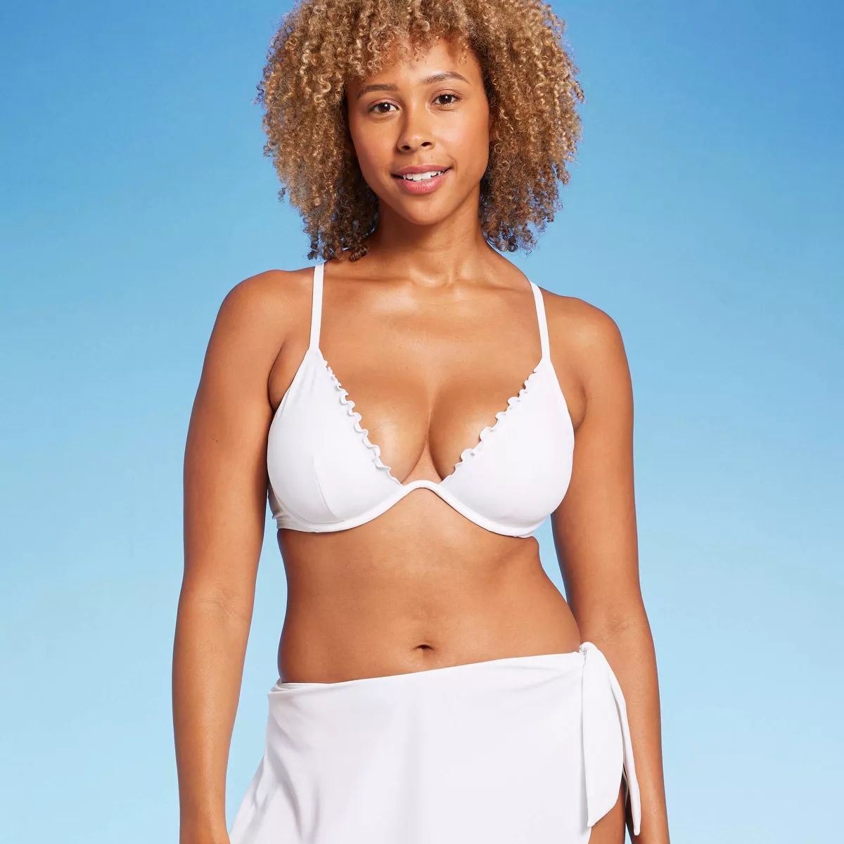 Women's Underwire Ruffle Trim Bikini Top - Shade & Shore™ White 32A | Target