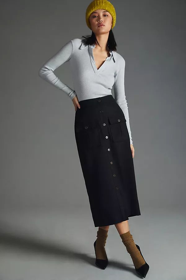 Sunday in Brooklyn Cargo Midi Skirt By Sunday in Brooklyn in Black Size L | Anthropologie (US)