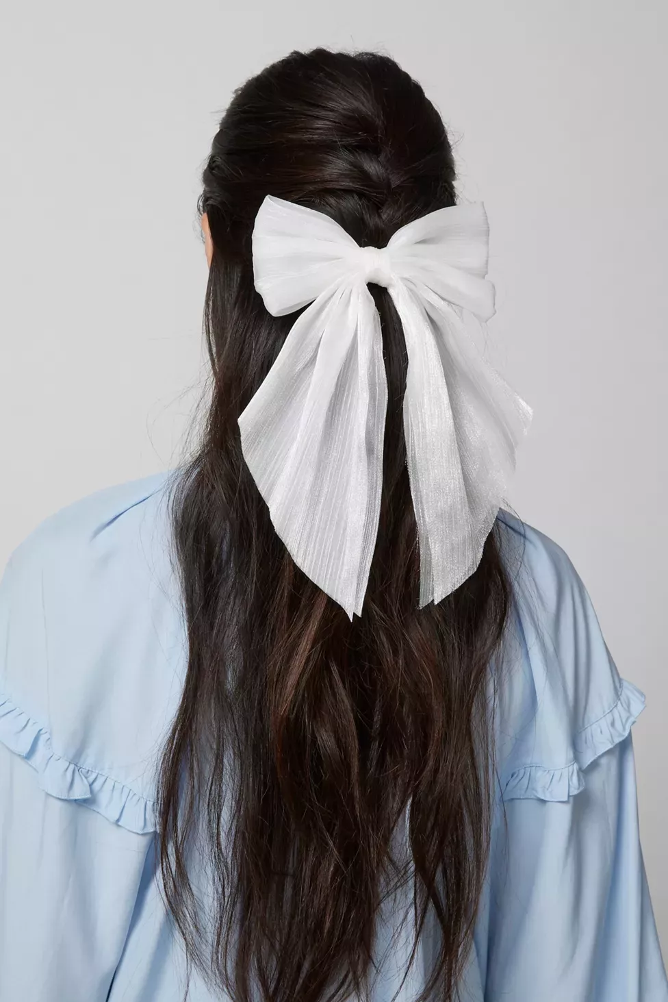 Satin Hair Bow Barrette in Black at Urban Outfitters