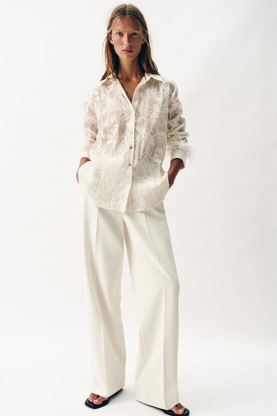 FEATHER EMBROIDERED SHIRT | Zara US