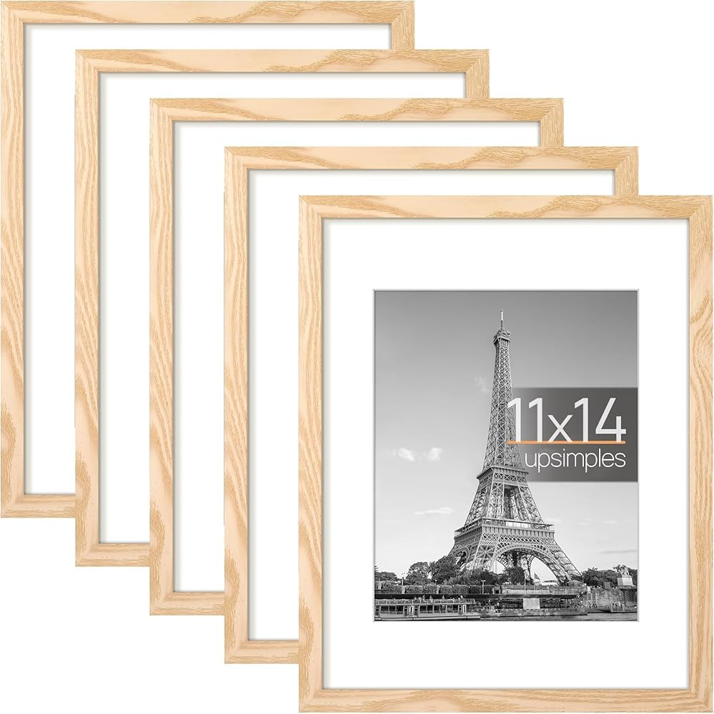 upsimples 11x14 Picture Frame Set of 5, Display Pictures 8x10 with Mat or 11x14 Without Mat, Wall... | Amazon (US)