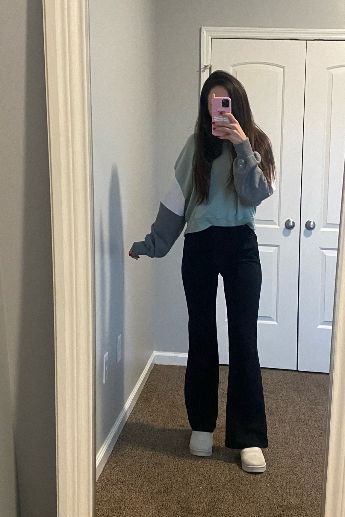 Casual comfortable work from home outfit
Turtleneck  crewneck 
Flare leggings with pockets
Comfy boots 

#LTKSeasonal #LTKGiftGuide #LTKU