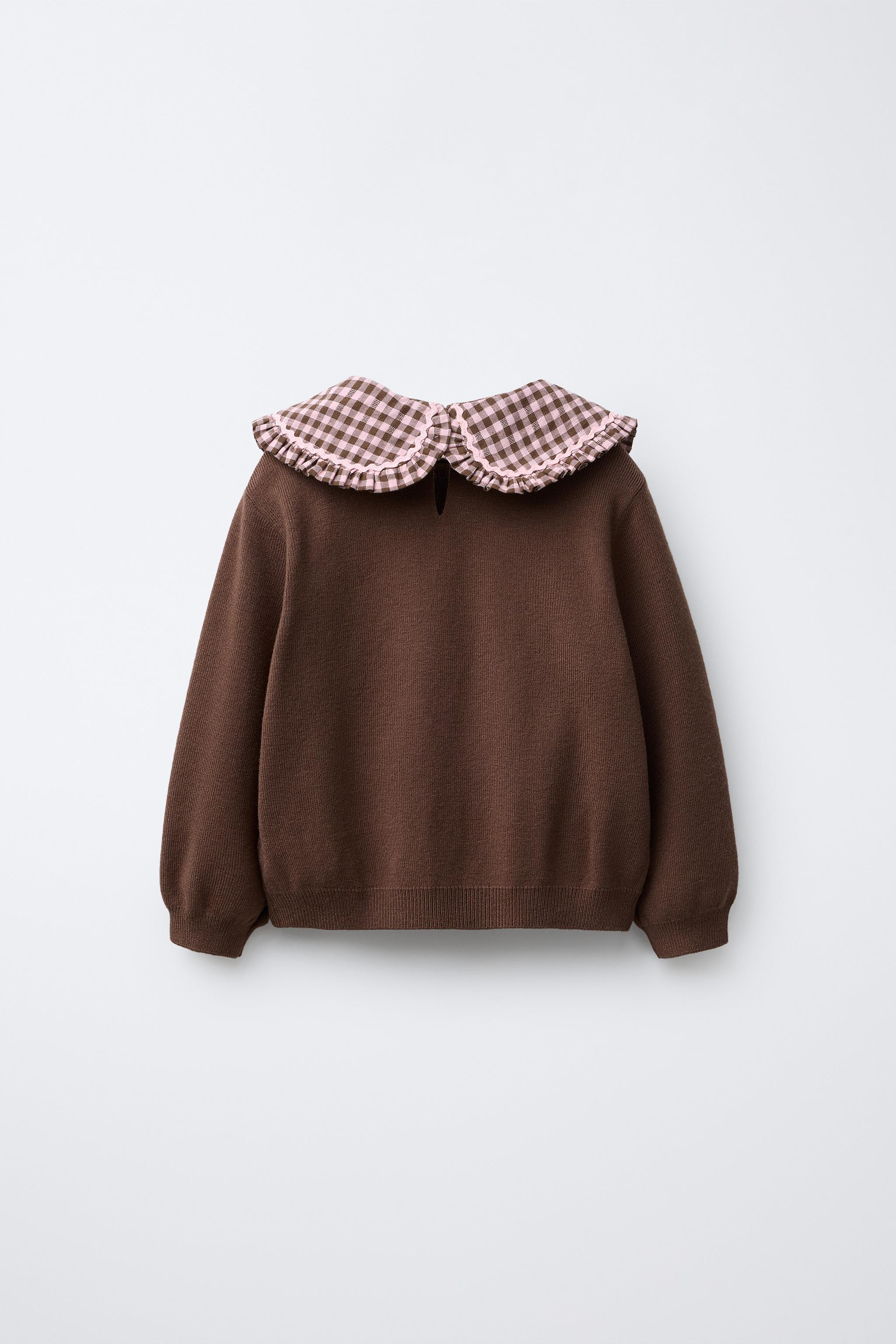 PULL EN MAILLE COL CLAUDINE À CARREAUX VICHY | Zara FR