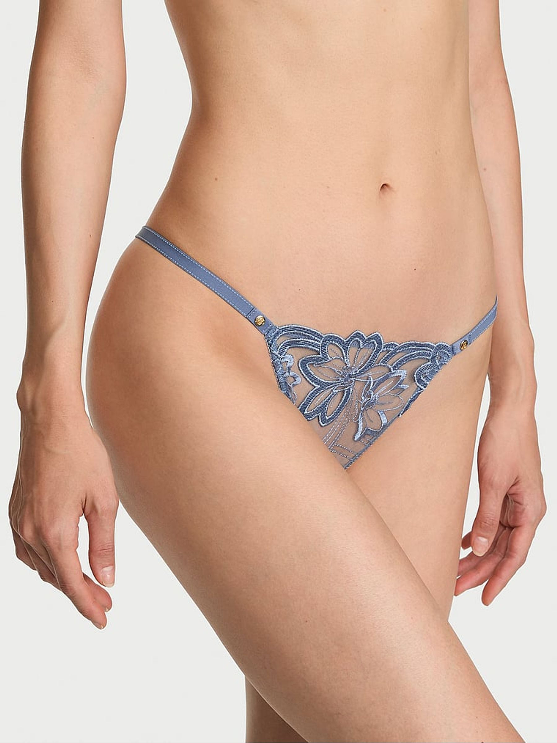 Denim Blue G-String Embroidery Knickers | Victoria's Secret UK | Victoria's Secret UK