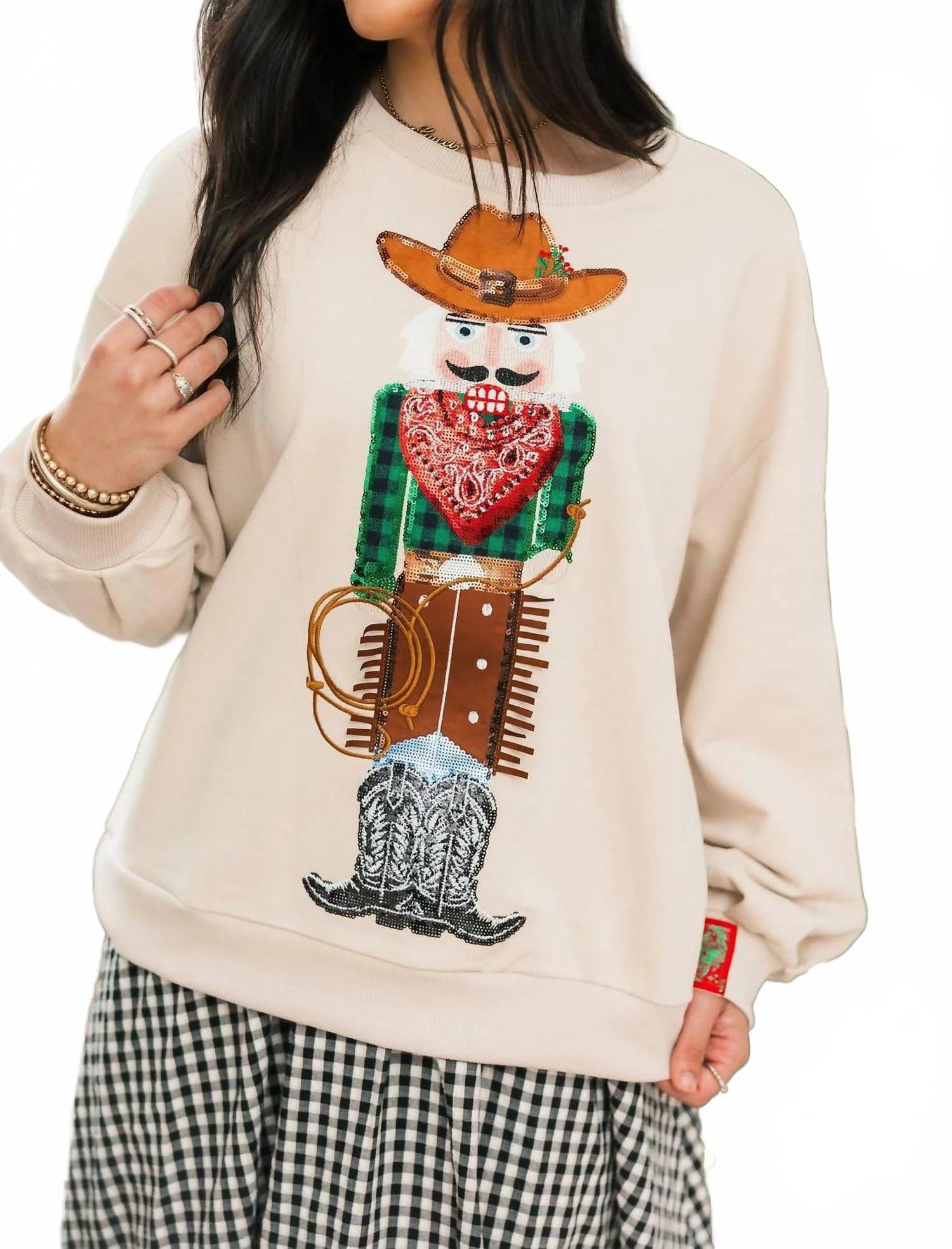 Women's Cowboy Nutcracker Sweatshirt In Beige | Shop Simon