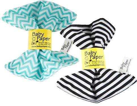Baby Paper – 2 Pack of Crinkly, Sensory Toys, Black & White Stripe, Turquoise Zig Zag | Amazon (US)