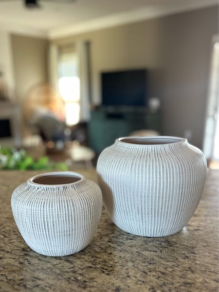 I don’t have them styled yet but these My Texas House vases from Walmart are so good! The small one is 5” tall and the large is 8”. Such a great price too! 

#LTKSeasonal #LTKfindsunder50 #LTKhome