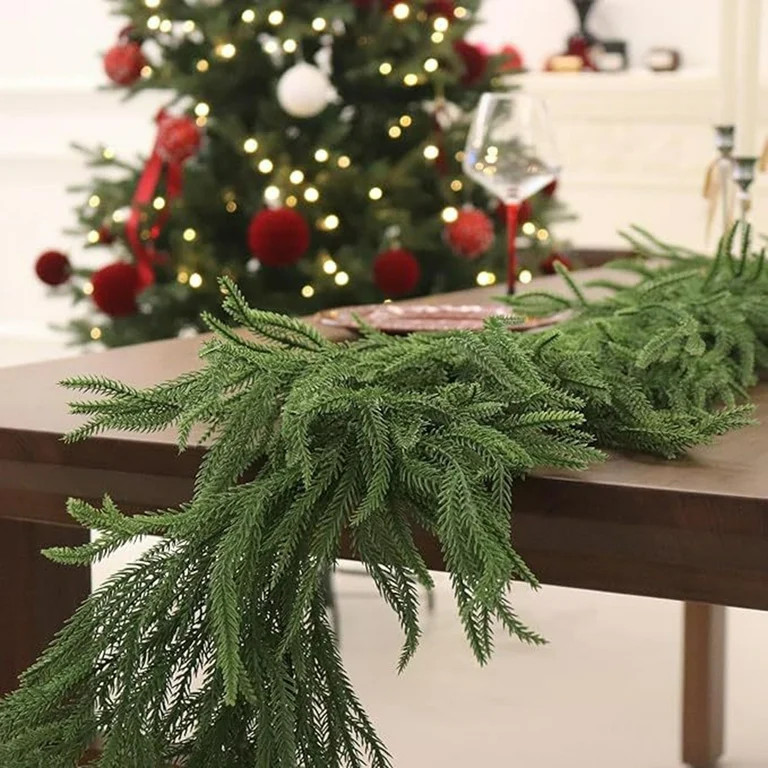 My_Texas_Home 9ft Natural Feel Norfolk Artificial Christmas Garland, Non-lit, Green, Soft PE | Walmart (US)
