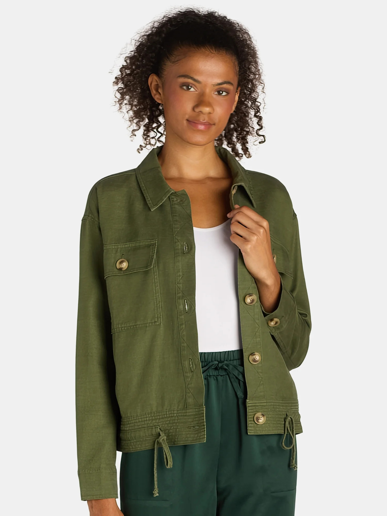 Time and Tru Women's Cropped Utility Jacket, Sizes XS-XXXL | Walmart (US)