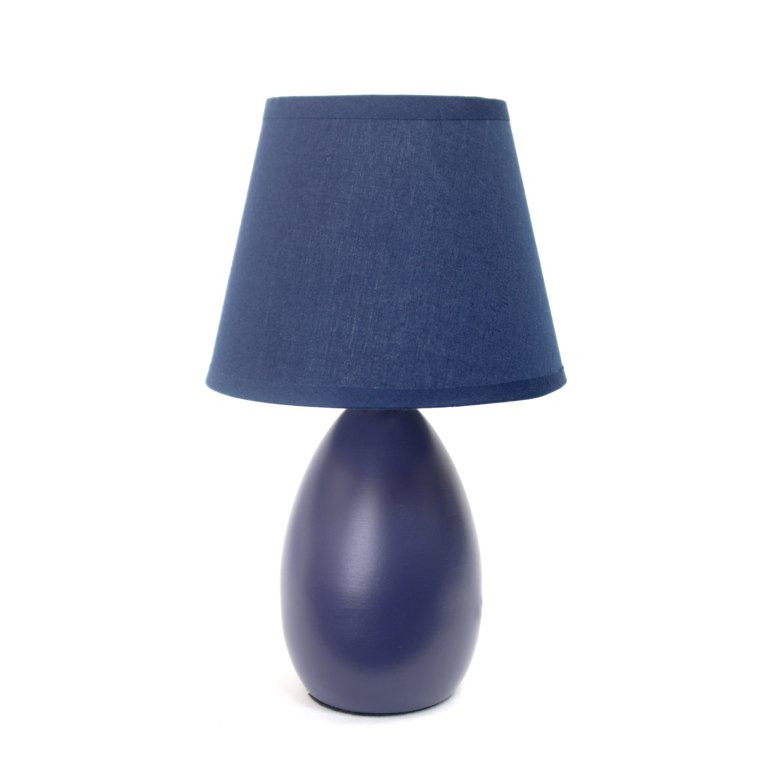 Simple Designs Mini Egg Oval Ceramic Table Lamp, Dark Blue (5. 51" L x 5. 51" W x 9.45" H) | Walmart (US)