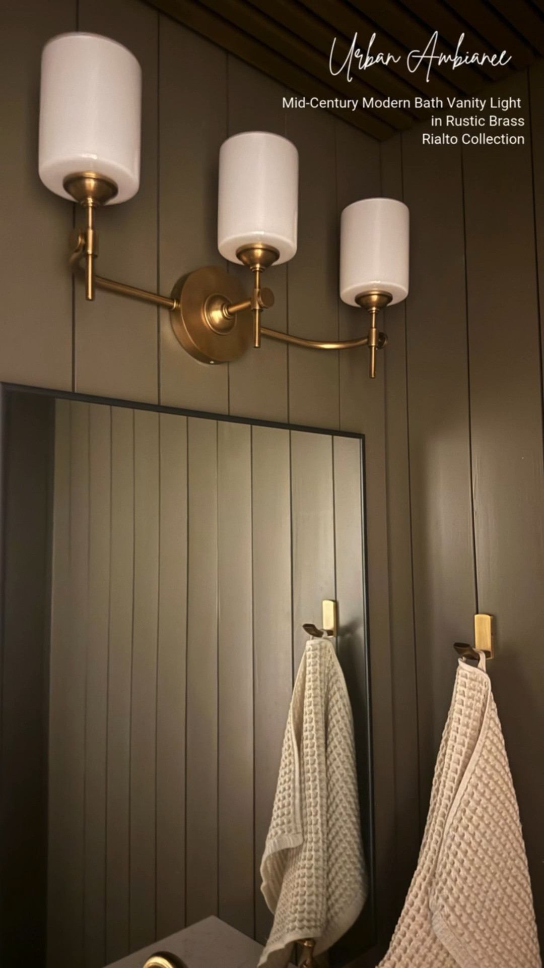 A small space, thoughtfully reimagined ✨

This powder bath came to life with the Rialto bath light by Urban Ambiance in rustic brass. A true mid-century moment and proof that lighting can completely transform a room.

#urbanambiance #liketkit #ad
ltkit.it/xx
@Shop.LTK @Urbanambiancesocial

#LTKHome