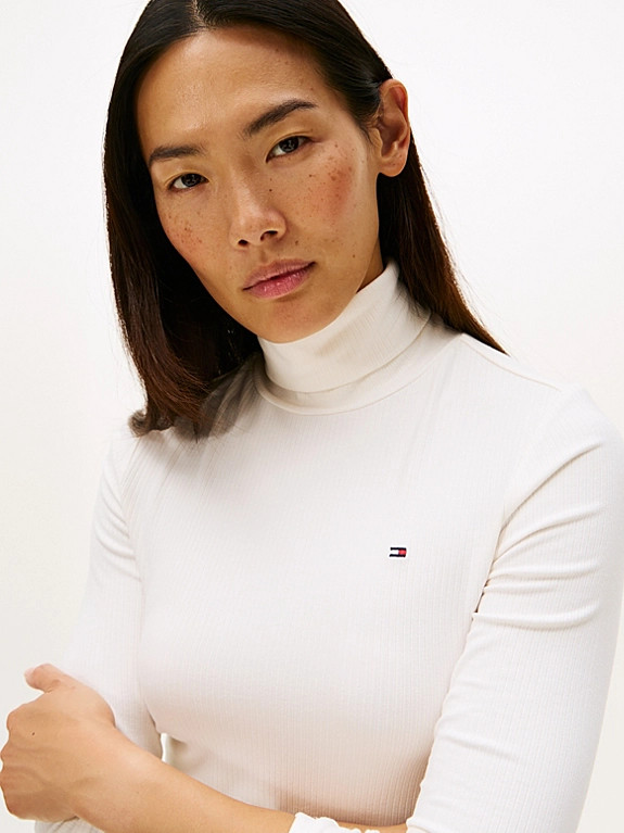 Ribbed Slim Long Sleeve Turtleneck Top | Tommy Hilfiger UK