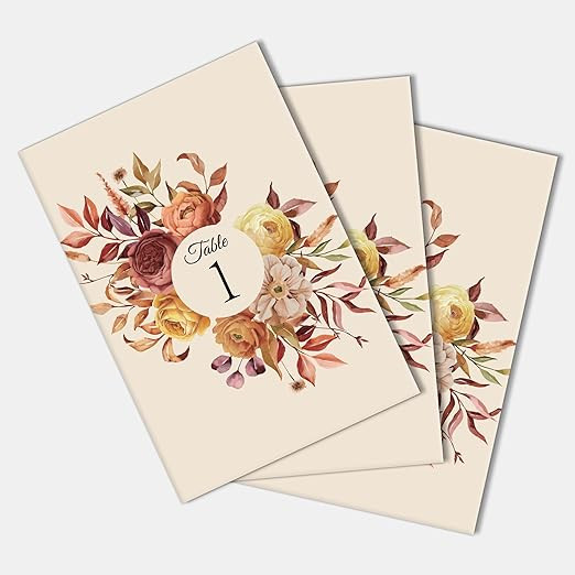 26 Pieces Wedding Table Numbers Cards 1-25 with Head Table Numbers - Fall Leaves Double Sided 4x6... | Amazon (US)