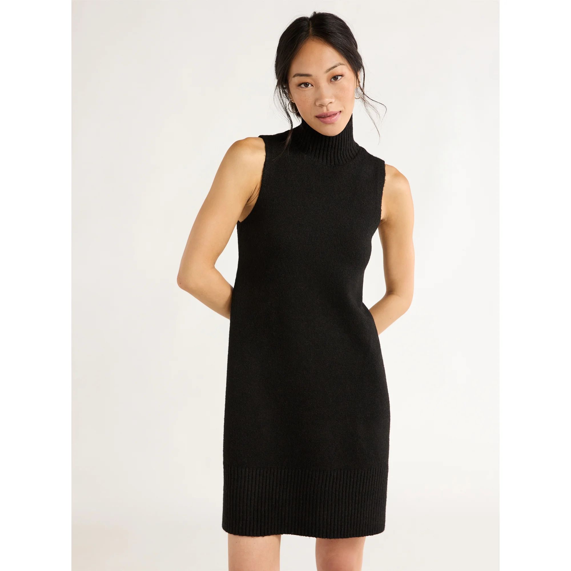 Free Assembly Women’s Sleeveless Turtleneck Sweater Mini Dress, Sizes XS-XXL - Walmart.com | Walmart (US)