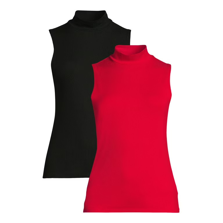 No Boundaries Women's Juniors Sleeveless Mock Neck Top, 2-Pack, Sizes XS-XXXL | Walmart (US)