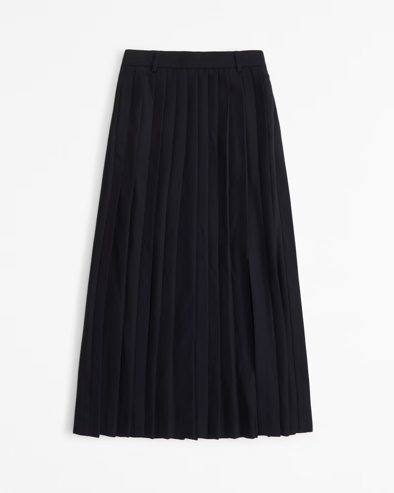 Abercrombie & Fitch Women's Mid Rise Pleated Maxi Skirt in Black - Size XXS TALL | Abercrombie & Fitch (US)