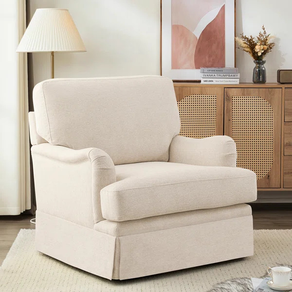 32.7'' Skirted Swivel Accent Arm Chair For Living Room, Bedroom | Wayfair North America