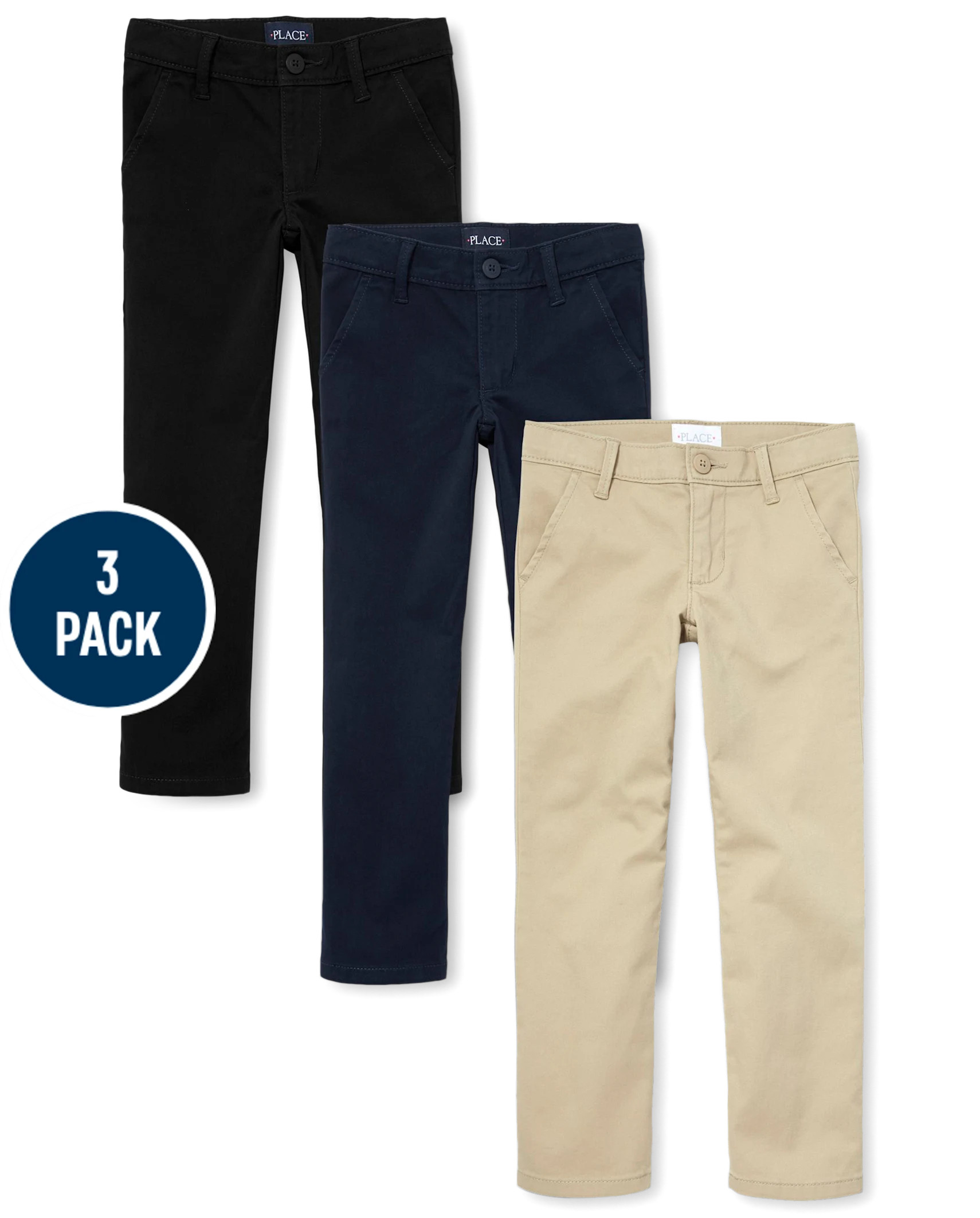 Girls Uniform Skinny Chino Pants 3-Pack - multi clr | The Children's Place