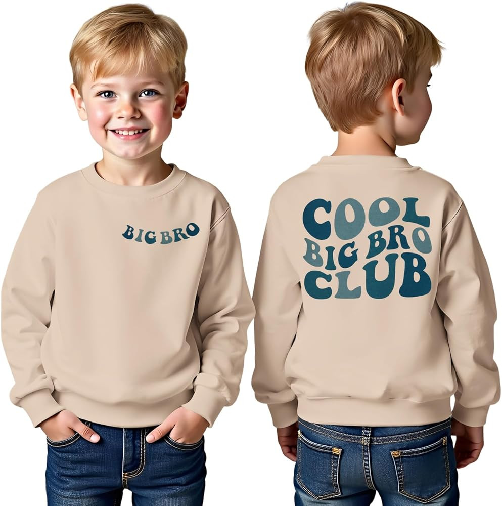 Big Brother Sweatshirt Toddler Boy Cool Big Bro Club Pullover Bro Announcement Crewneck Long Slee... | Amazon (US)