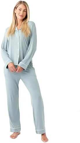 Cozy Earth 100% Viscose From Bamboo Long Sleeve Pajama Set For Women - Button-Up Sleepwear | Amazon (US)