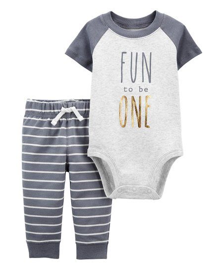 Gray 'Fun To Be One' Bodysuit & Pants - Infant | Zulily
