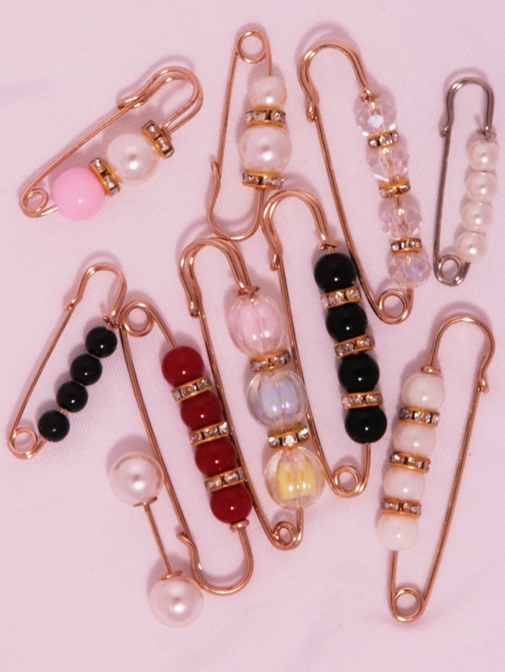 10pcs/1 set Women  Decor Lapel Clothes Skirt  Waistband Pants Tighten Buckle Brooches Safety Pin ... | SHEIN
