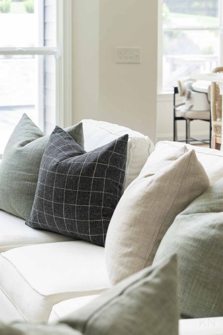I like to remove heavily textured throws and pillows during the warm weather months. Linen and crisp cotton are always a safe bet! home decor summer decor living room decor throw pillow green pillow pottery barn sofa

#LTKSeasonal #LTKHome #LTKStyleTip