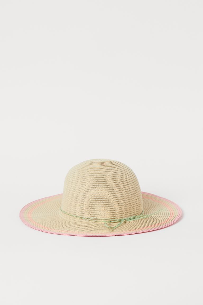 Hat in braided paper straw with a narrow band. Width of brim 3 1/2 in. | H&M (US + CA)