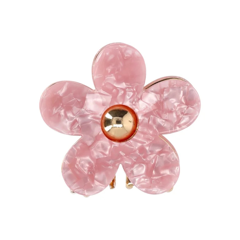 No Boundaries Women's Flower Hair Claw Clip in Pink and Gold Tone | Walmart (US)