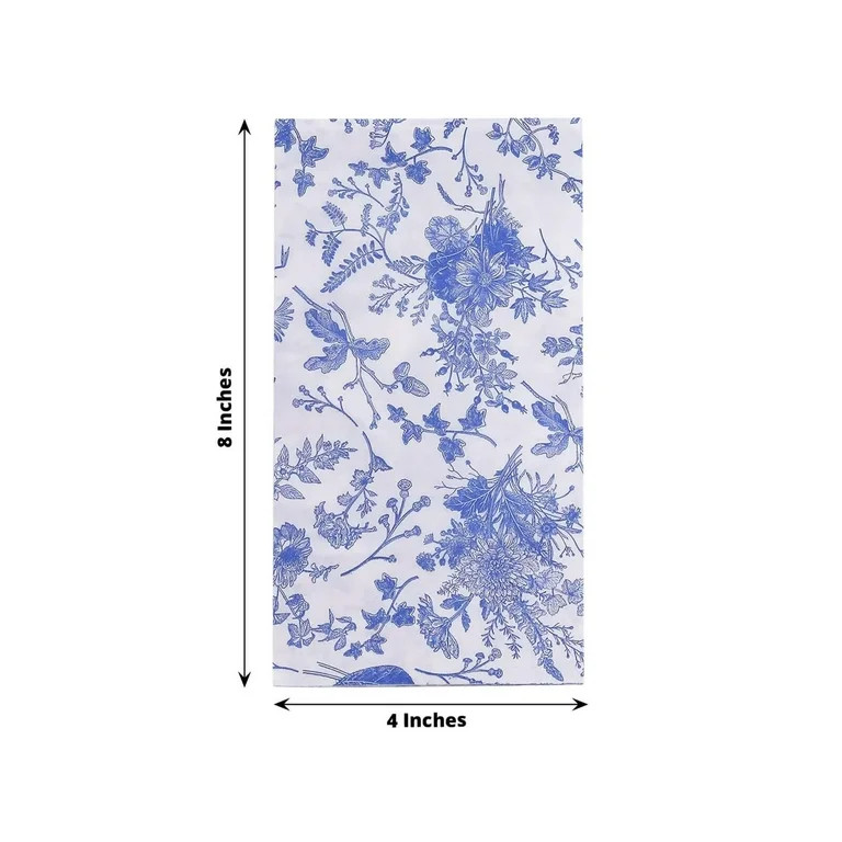 Efavormart 20 Pack White Blue Chinoiserie Floral Print Paper Napkins, Soft 2-Ply Highly Absorbent... | Walmart (US)