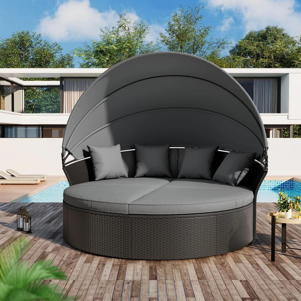 Antwan 71.7'' Wicker Outdoor Patio Daybed with Cushions | Wayfair North America