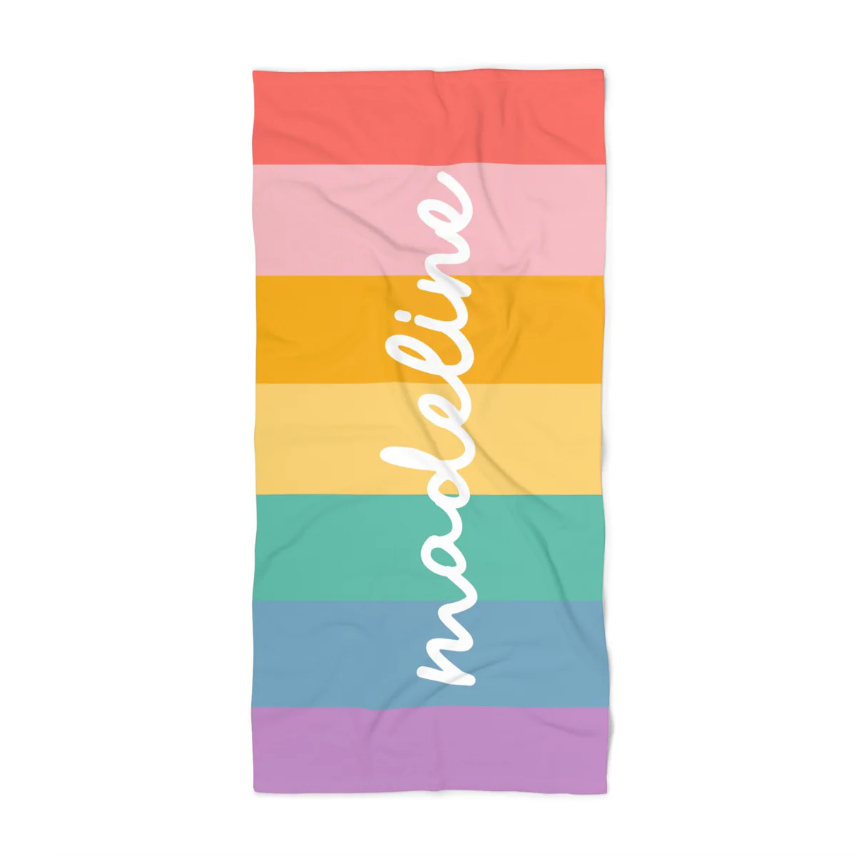 Custom Rainbow Beach Towel with Personalized Name - Retro Style | The Little Lemons Company
