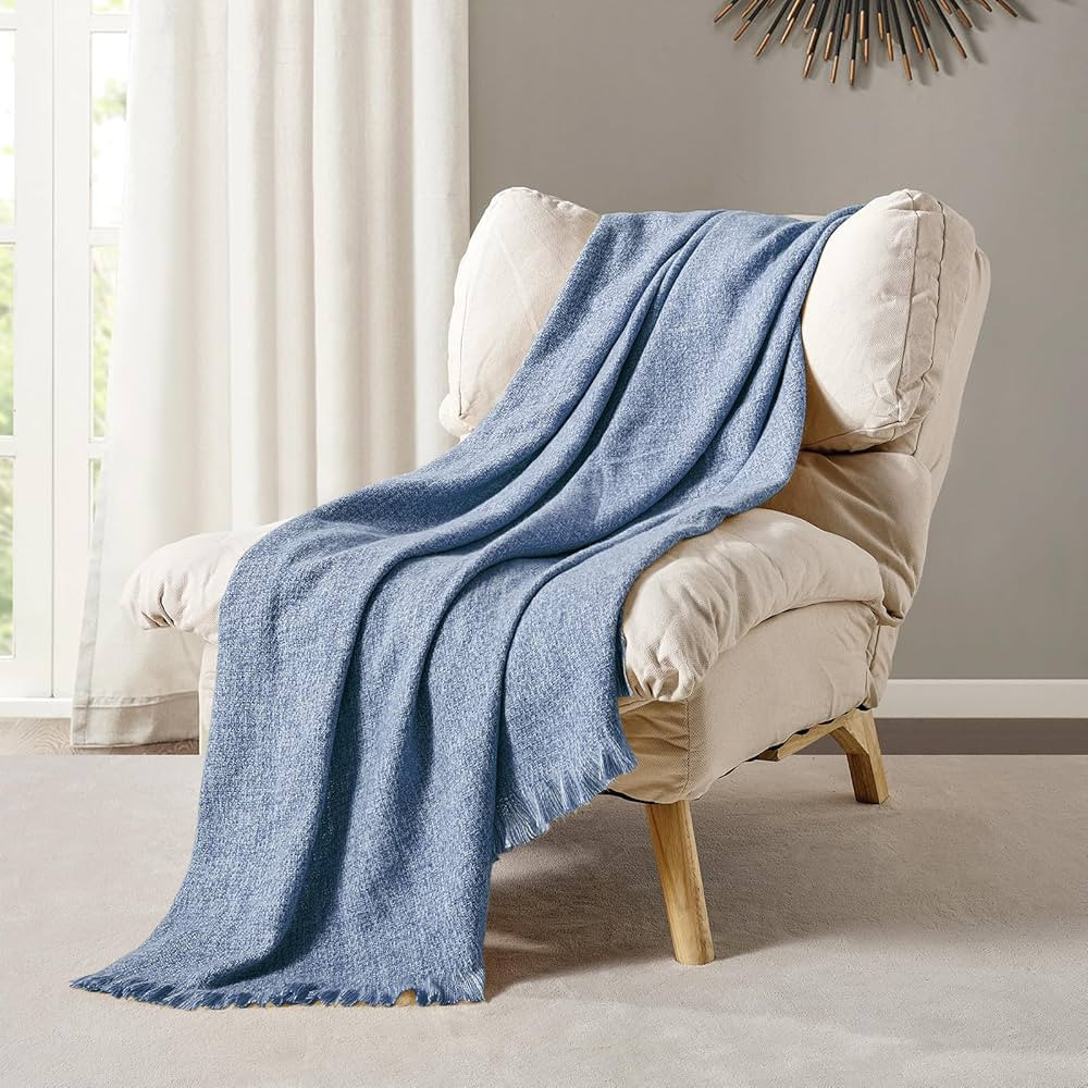 BOURINA Faux Cashmere Fringe Throw Blanket Decorative Lightweight Throw Soft Cozy for Bed or Sofa... | Amazon (US)