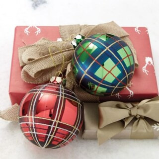 Suzanne Kasler Plaid Glass Ornaments - Set of 12 | Ballard Designs, Inc.