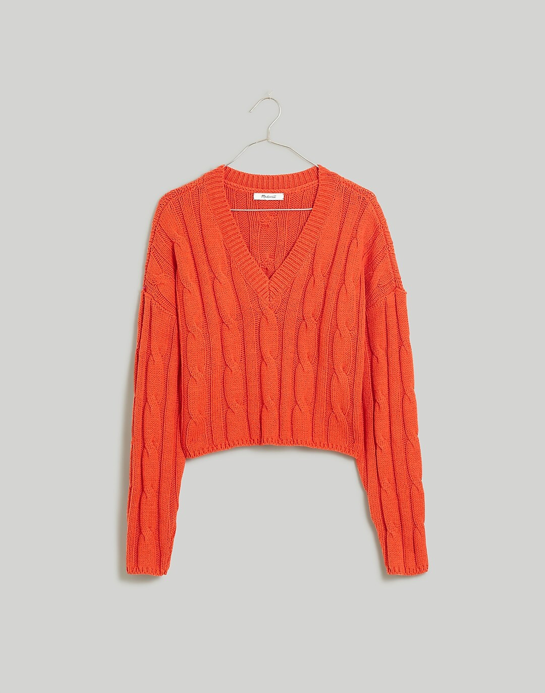 Cable-Knit V-Neck Crop Sweater | Madewell